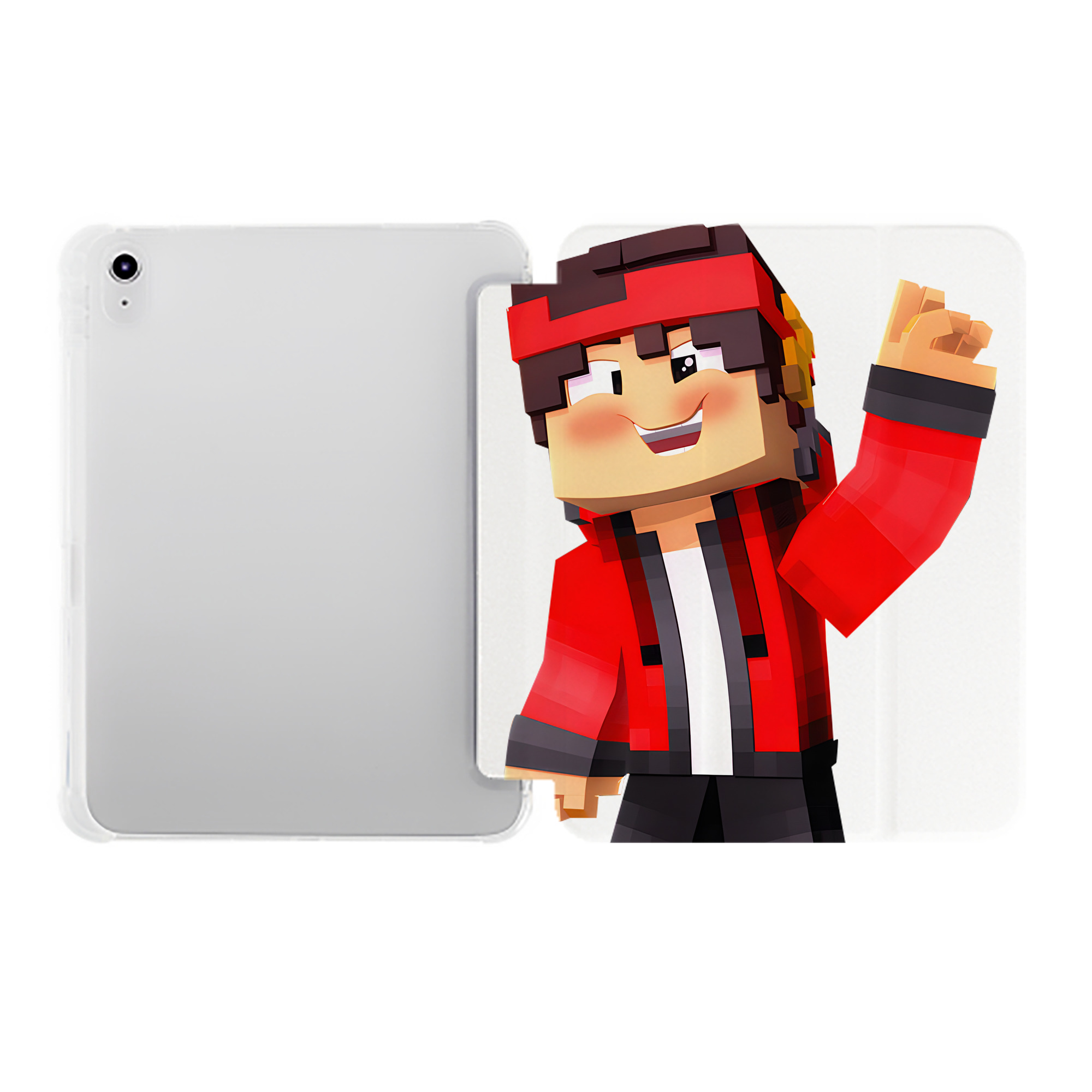 （画像用） マインクラフト ブロックの世界 Minecraft MC Block world IPad ケース ペン収納付き 三つ折りスタンド PUレザー×シリコン 対応機種9.5/10.5/10.9インチ